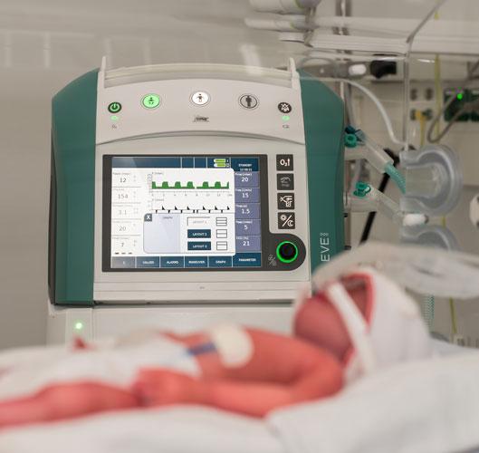 care of baby in ventilator